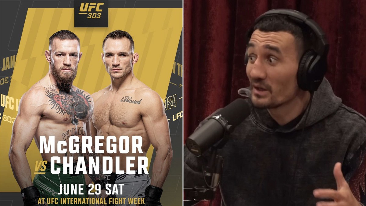 UFC 303 poster (left) and Max Holloway (right)