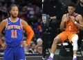 Phoenix Suns' Devin Booker and New York Knicks' Jalen Brunson