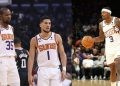 Phoenix Suns' Devin Booker, Kevin Durant and Bradley Beal