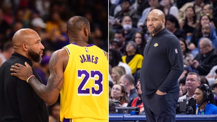 LA Lakers' LeBron James and Darvin Ham
