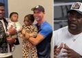 Francis Ngannou with his son and Cristiano Ronaldo