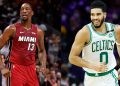 Boston Celtics' Jayson Tatum and Miami Heat's Bam Adebayo