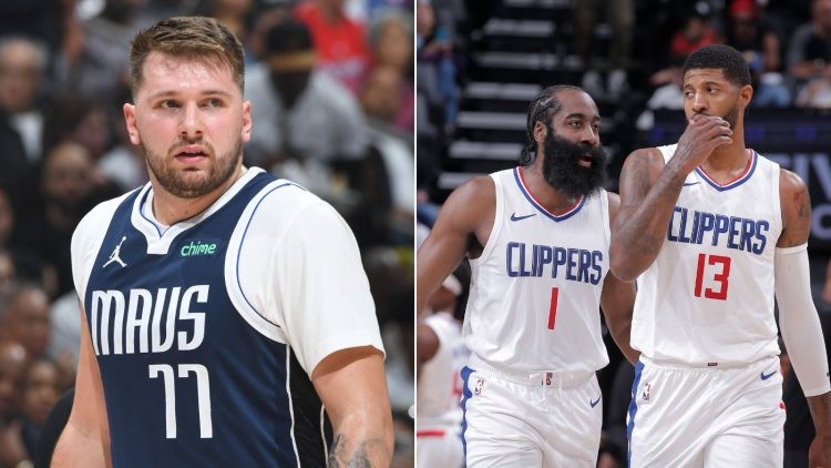 Mavs' Luka Doncic and Clippers' James Harden and Paul George