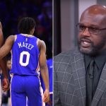 Joel Embiid, Tyrese Maxey, and Shaquille O'Neal