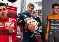Charles Leclerc, Max Verstappen and Lando Norris