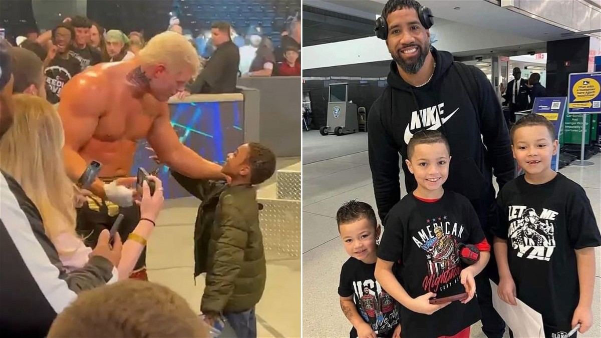 Cody and Jey with young fans