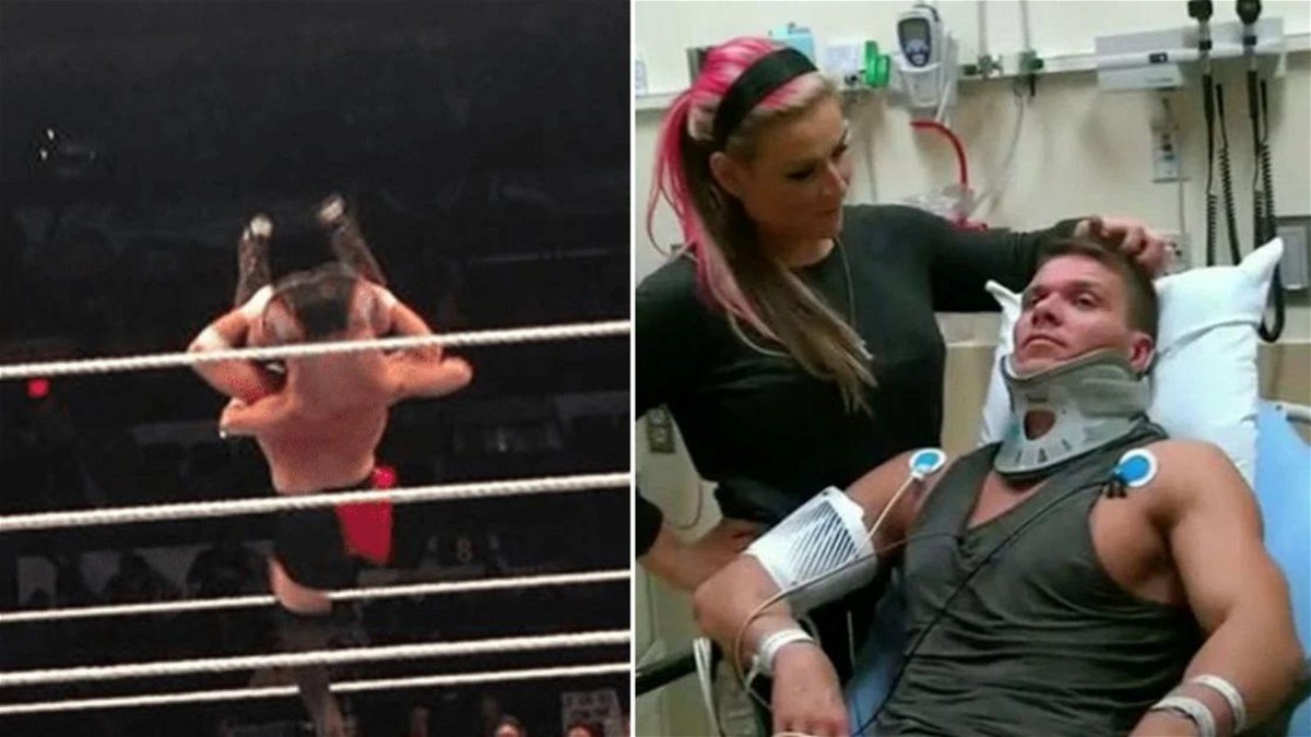 Tyson Kidd suffered an injury during his match with Samoa Joe (Credit- X and Bleacher Report) 