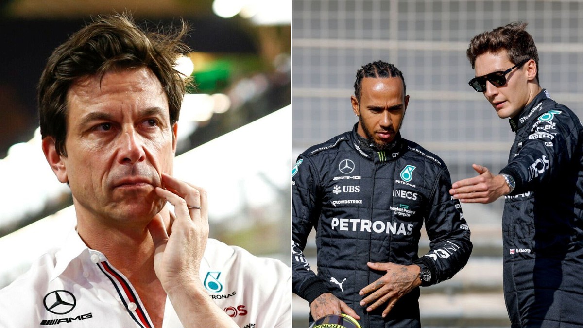 Toto Wolff - Lewis Hamilton, George Russel (Credit PlanetF1)