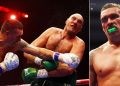 Oleksandr Usyk punches Tyson Fury (left)