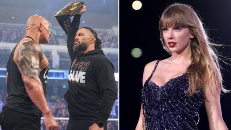 Roman Reigns, The Rock, and Taylor Swift