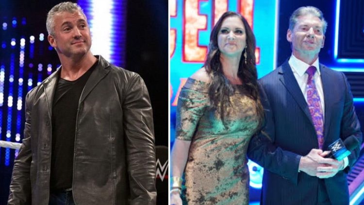 Shane McMahon, and Stephanie McMahon with Vince McMahon