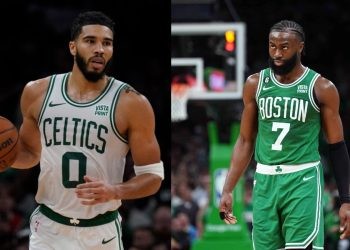 Boston Celtics stars Jayson Tatum and Jaylen Brown