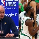 Indiana Pacers coach Rick Carlisle and Boston Celtics' Jayson Tatum with Jaylen Brown