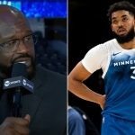 [Timberwolves] Shaquille O'Neal and Karl-Anthony Towns (Credits - YouTube and CBS Sports)