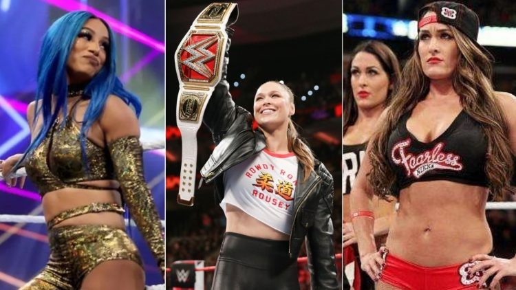 Sasha Banks, Ronda Rousey and Nikki Bella