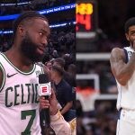 Boston Celtics' Jaylen Brown and Dallas Mavericks' Kyrie Irving