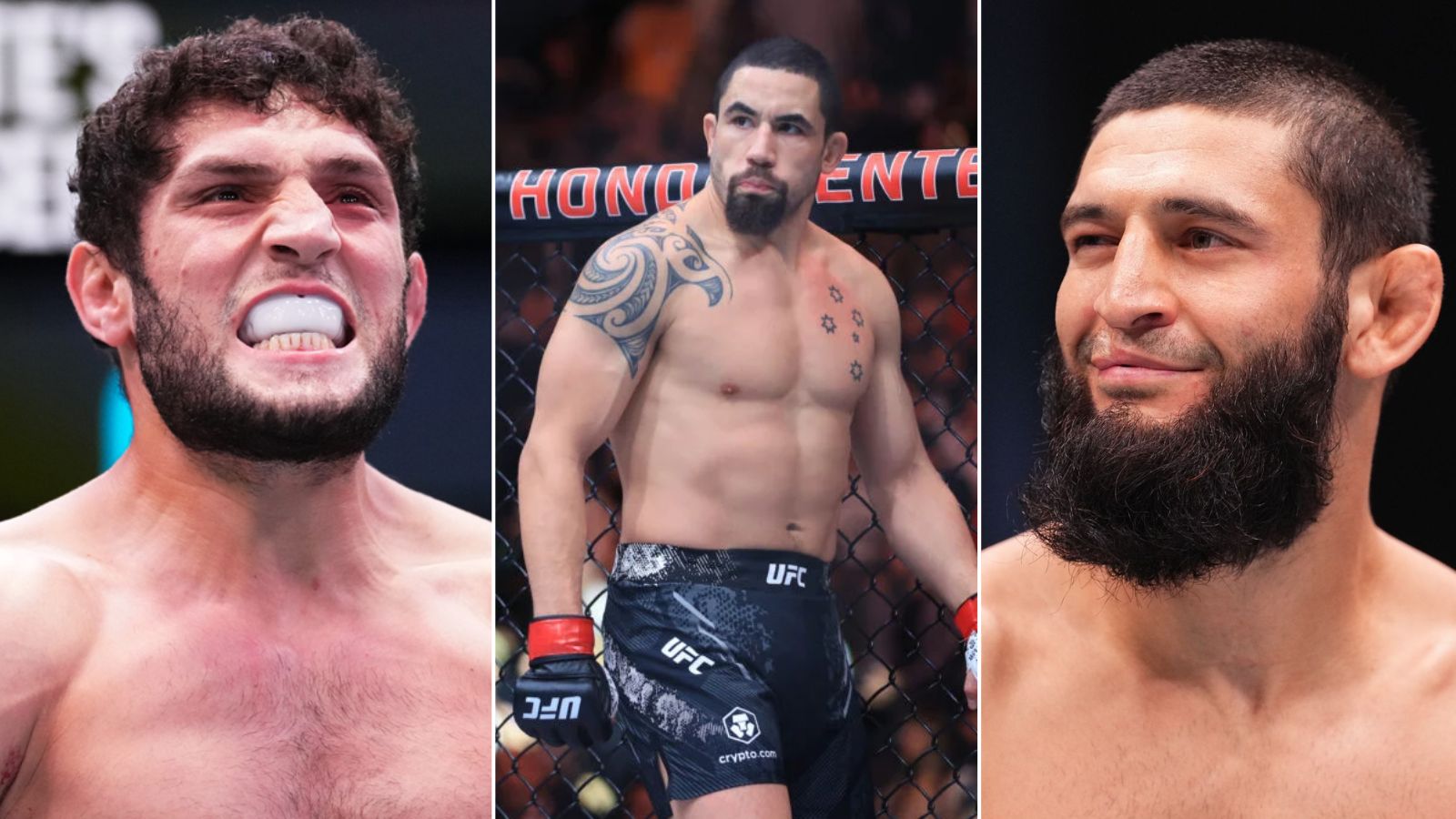 Ikram Aliskerov, Robert Whittaker, and Khamzat Chimaev (Credits - Action Network, Bloody Elbow, and MMA Fighting)