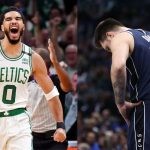 Boston Celtics' Jayson Tatum and Dallas Mavericks' Luka Doncic