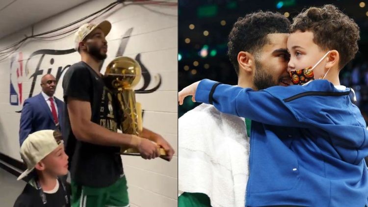 Boston Celtics' Jayson Tatum and his son Deuce