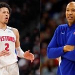 Former Detroit Pistons coach Monty Williams and Cade Cunningham