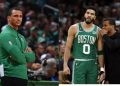 Boston Celtics' Joe Mazzulla and Jayson Tatum