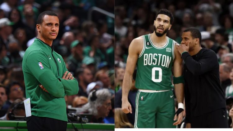 Boston Celtics' Joe Mazzulla and Jayson Tatum