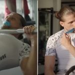 Brian Ortega training for UFC 303 with his mouth taped