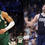 NBA stars Giannis Antetokounmpo and Luka Doncic