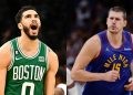 Boston Celtics' Jayson Tatum and Denver Nuggets' Nikola Jokic