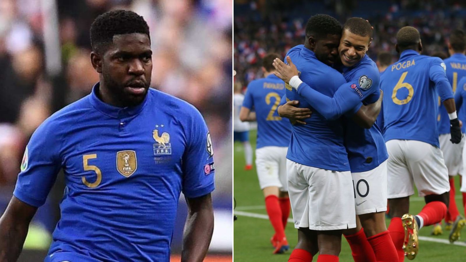 Samuel Umtiti and Kylian Mbappe