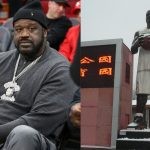 Shaquille O'Neal and his statue in China